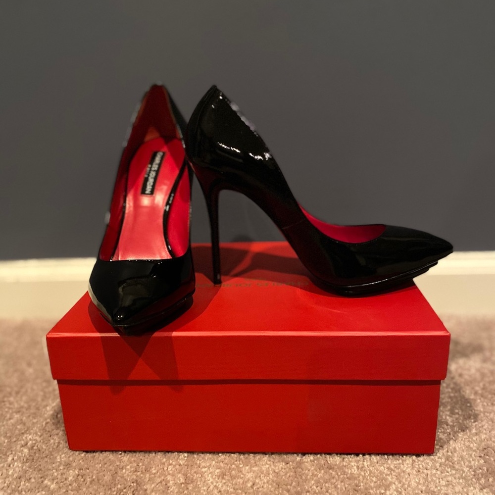 Charles Jourdan Black Patent Pumps size 7.5